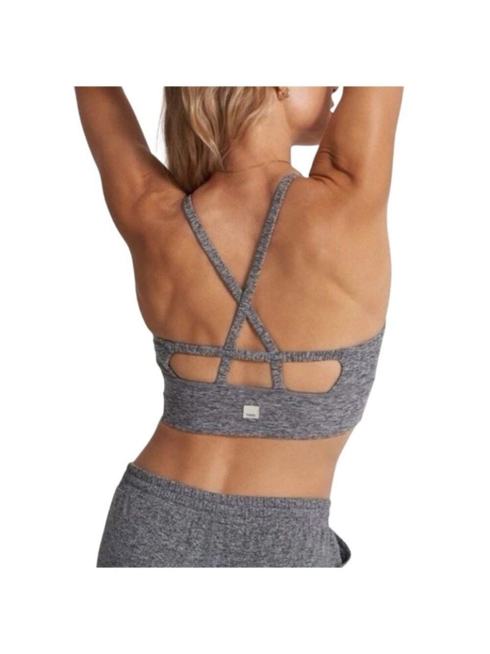 Vuori Long Line Elevation Bra Women’s Size Medium Gray Strappy Back Activewear